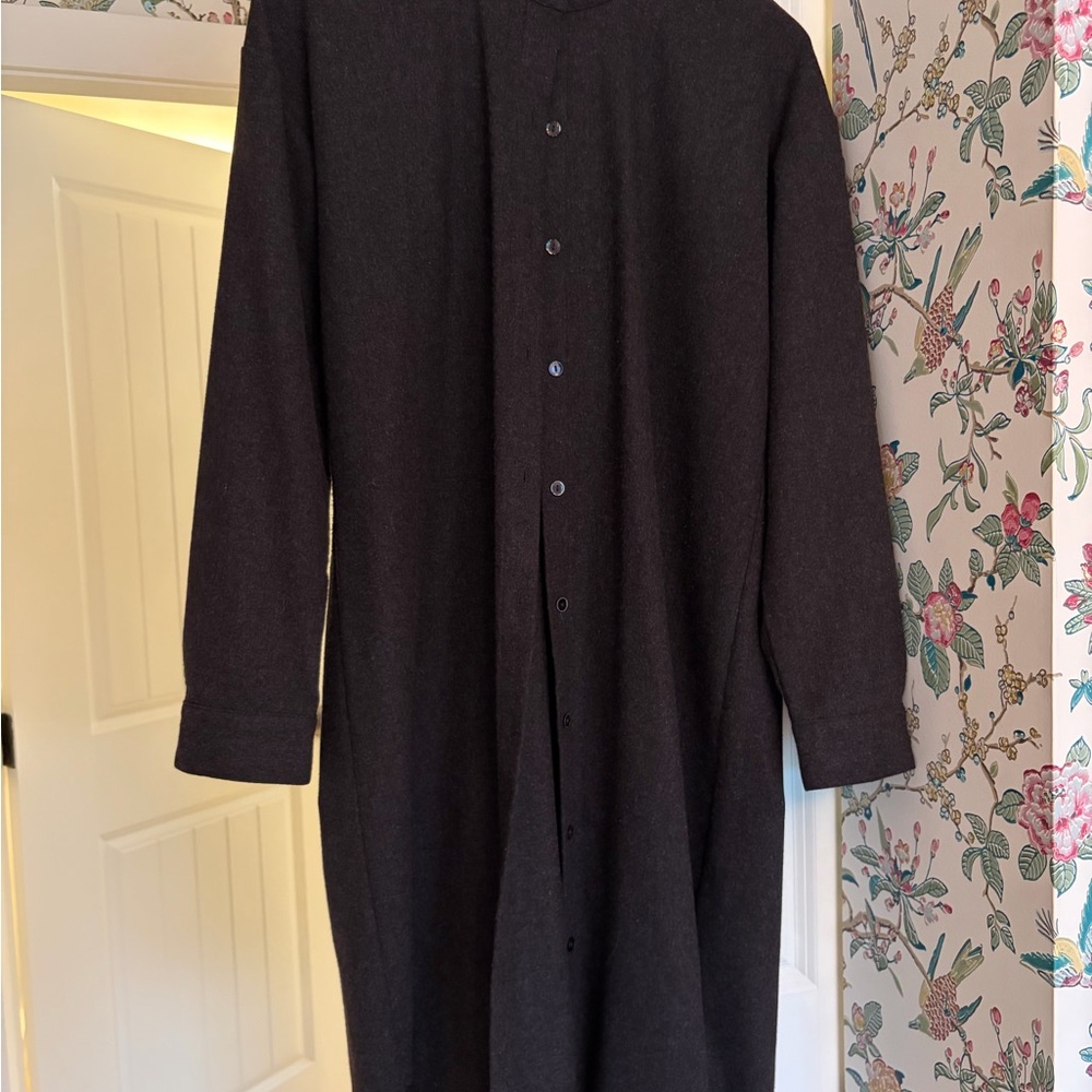 Eileen Fisher Charcoal Button-Up wool dress